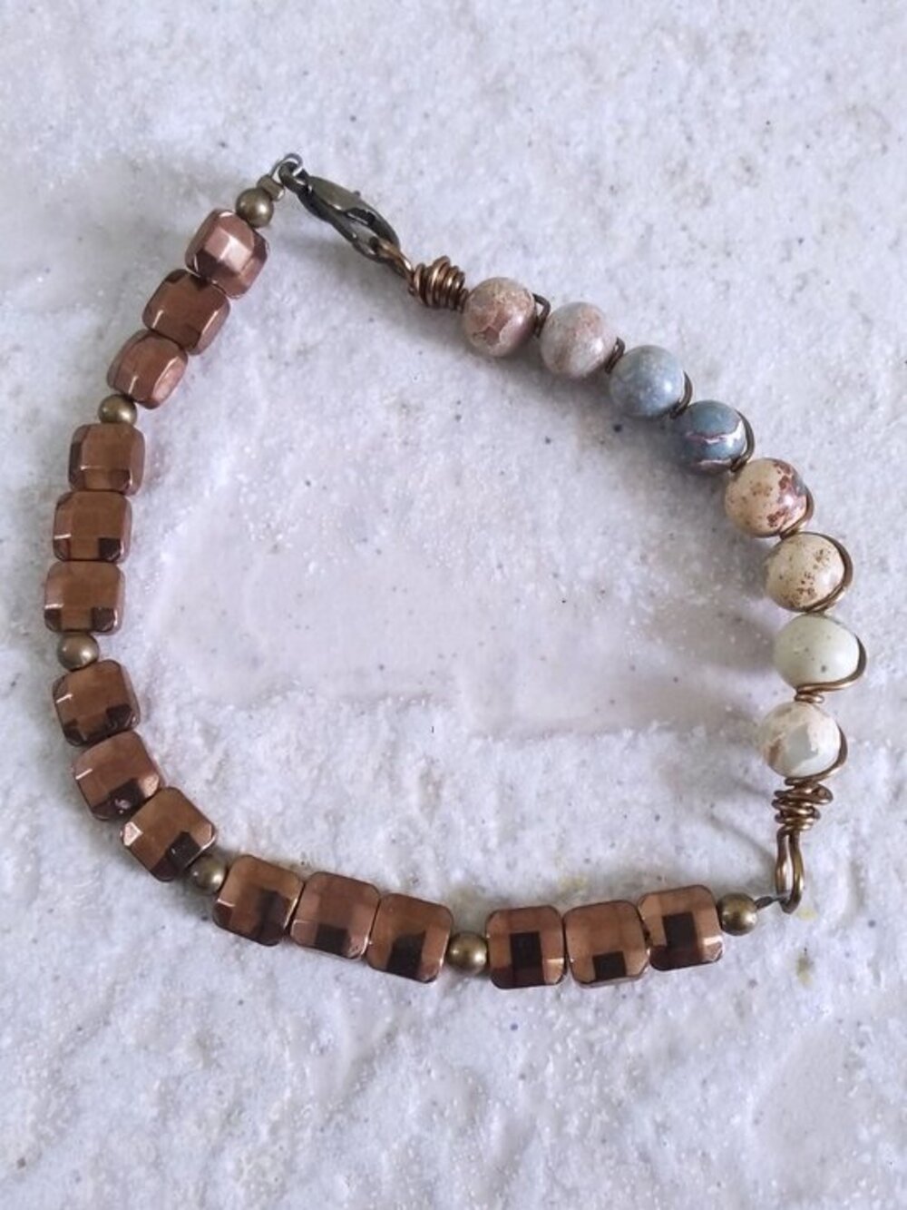 Dreamy Understated Stone & Tile Bracelet ~ 7-7.5" Wrists ~ Boho Gypsy Dreamer